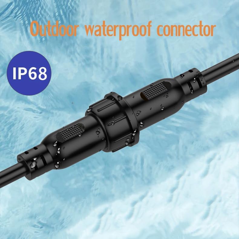YETOR Waterproof Connectors 3 Wire,12AWG Male Female Plug LED Connector with 3Pin Waterproof Connectors,IP68 25CM Extension Cable for Car, Truck, Boat,LED Strip Lights,(2Pairs) - Image 4